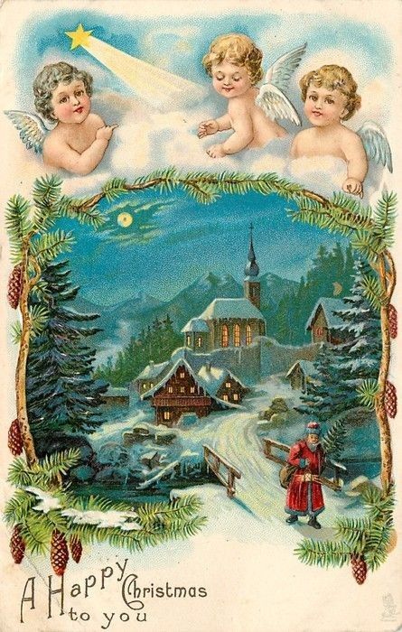 Carte de Père Noël avec anges