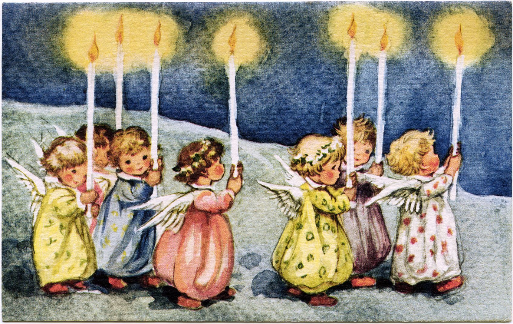 image de petits anges de noel avec cierges