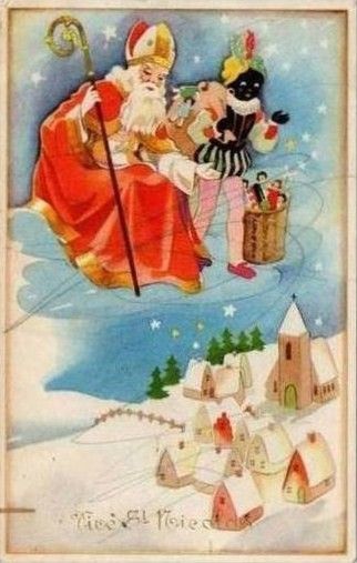 carte de saint nicolas avec pere fouettard